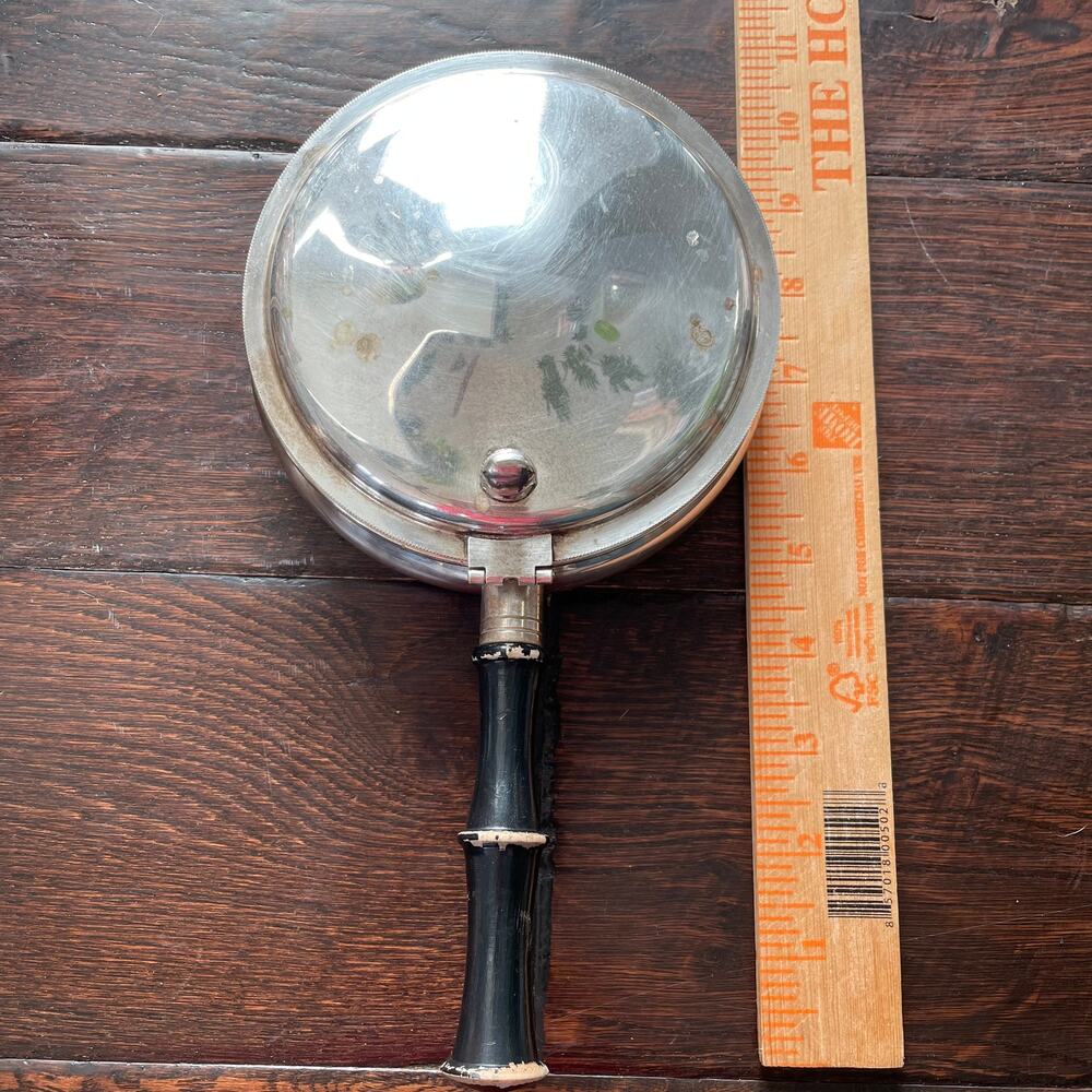 Taunton Silversmith Silent Butler Crumb Catcher Vtg Silver Plate w/ Wood Handle